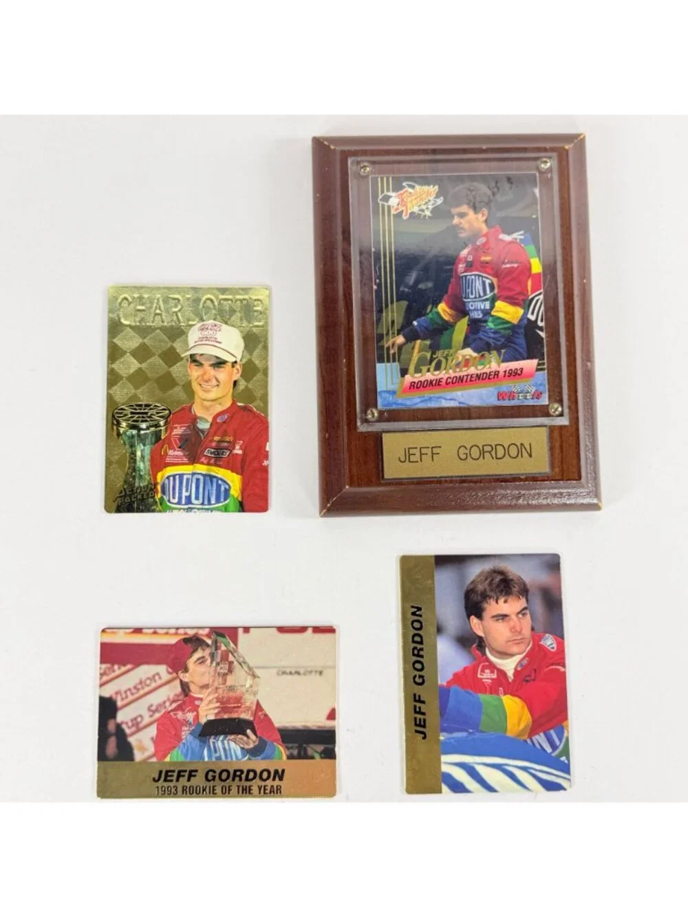 Jeff Gordon 1993 Rookie Plaque With 3 Trading Cards NASCAR Contenders Set